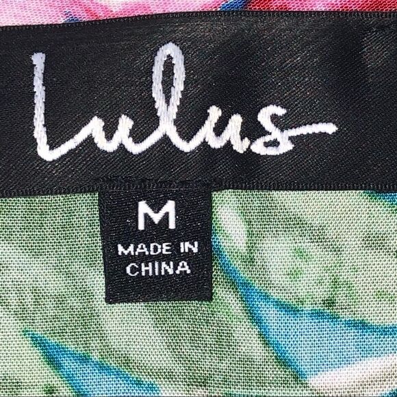 Lulu’s Blue & Pink Floral Mid Length Front Sash Tie Bell Cuffs Dress M - Picture 8 of 10